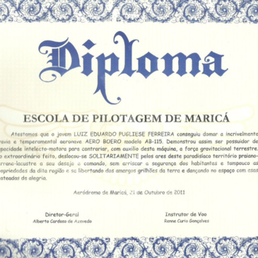 Diploma do voo solo – Luiz Eduardo Pugliese